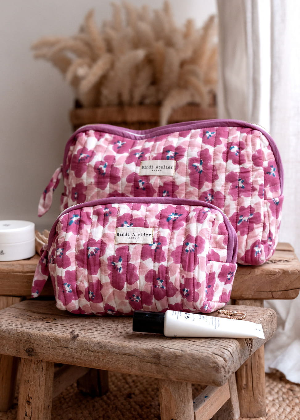 Trousse de toilette en coton Posy Dahlia – Bindi Atelier