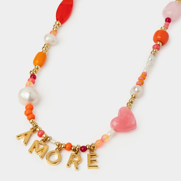 Collier en perles multicolores avec lettres dorées AMORE - Mademoiselle Nuage