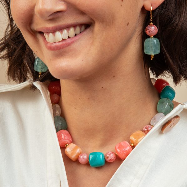 Collier coloré artisanal en grosses perles - Mademoiselle Nuage