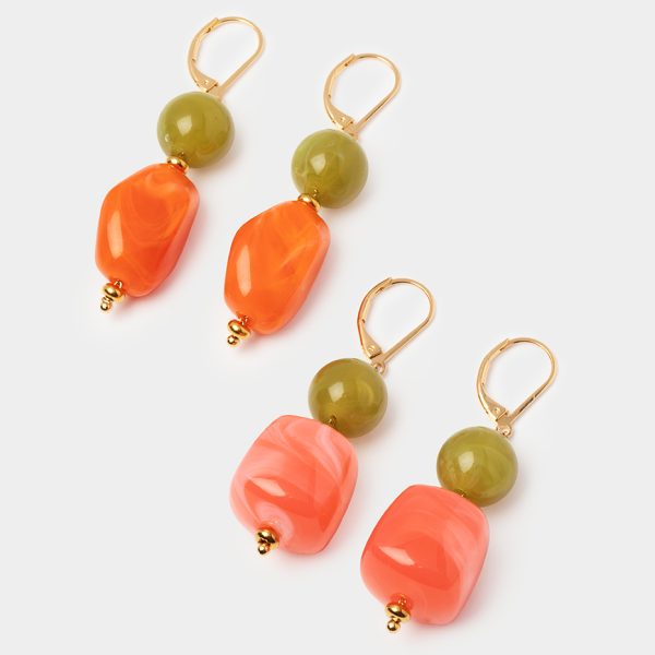 Boucles d'oreilles colorées en galets acryliques nacrés - Mademoiselle Nuage