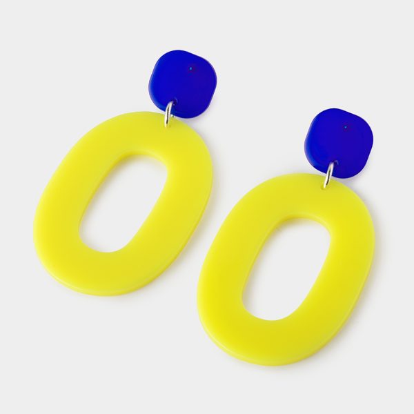 Grandes boucles d'oreilles jaune et bleu - Mademoiselle Nuage