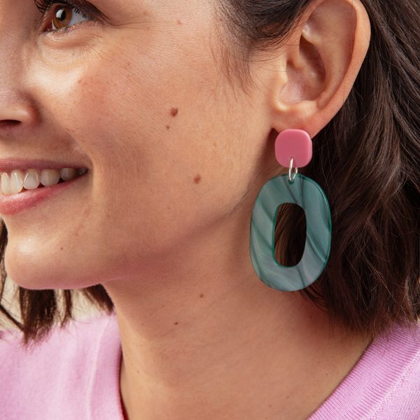 Grandes boucles d'oreilles verte - collection Riviera Mademoiselle Nuage