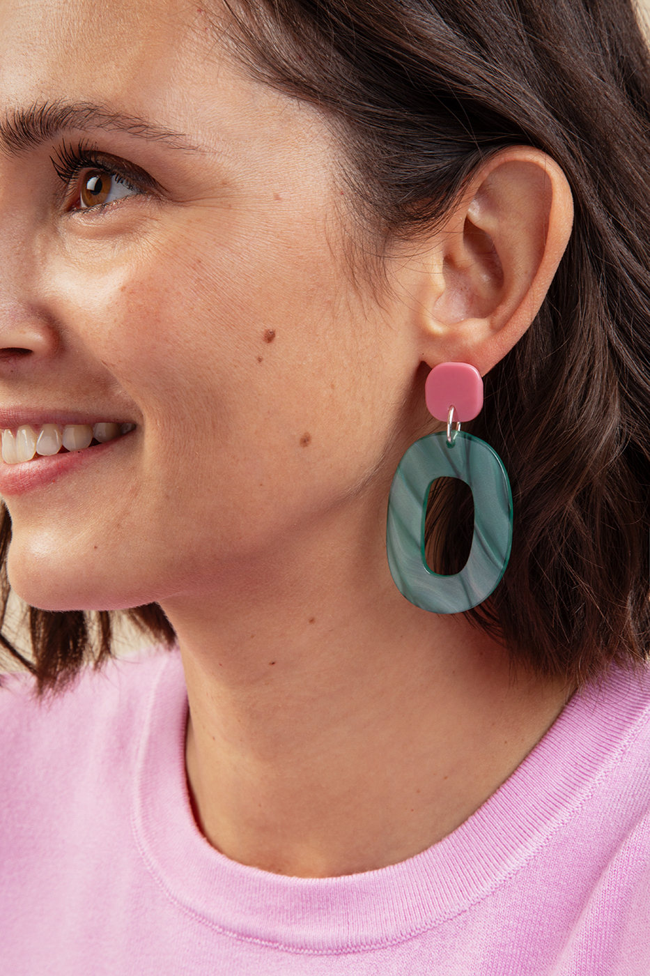 Grandes boucles d'oreilles verte - collection Riviera Mademoiselle Nuage